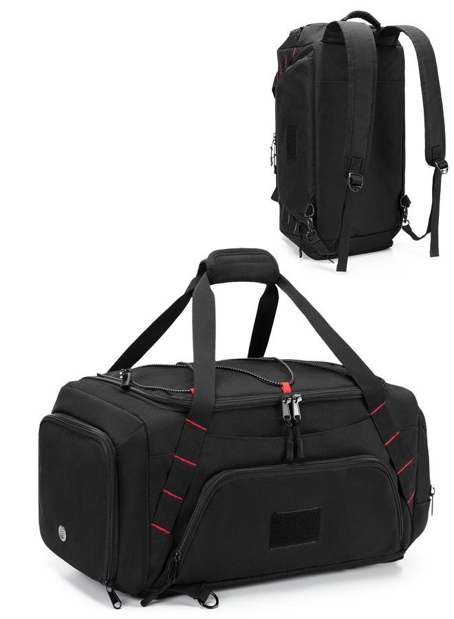 Smasrob 26L Gym Duffle Bag with Backpack Straps, Shoe Compartment and Wet Pocket, Small Duffle Bag for Travel and Sports, Black - Image 1